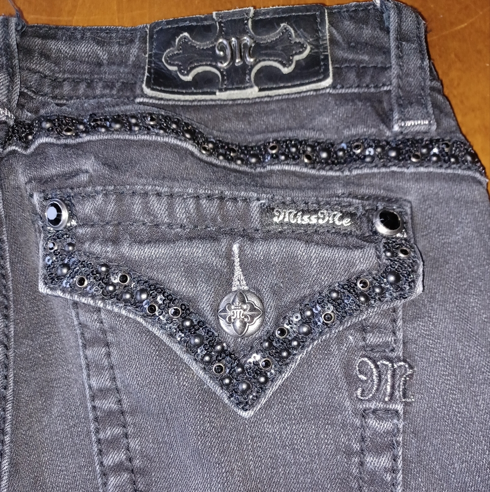 Miss Me Sequined Black Standard Skinny Denim Jeans Women’s 27
